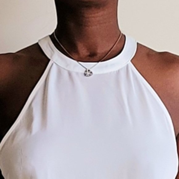 FOREVER 21 White Sheer Halter Cropped Blouse Sleeveless Halter Top Size S - Picture 3 of 12